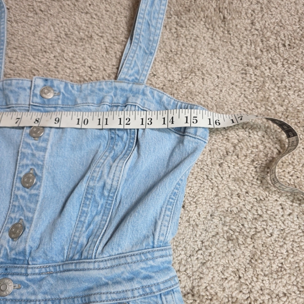 Madewell Denim Stitched Strap Jumpsuit Size 0 Light Wash - Picture 7 of 12